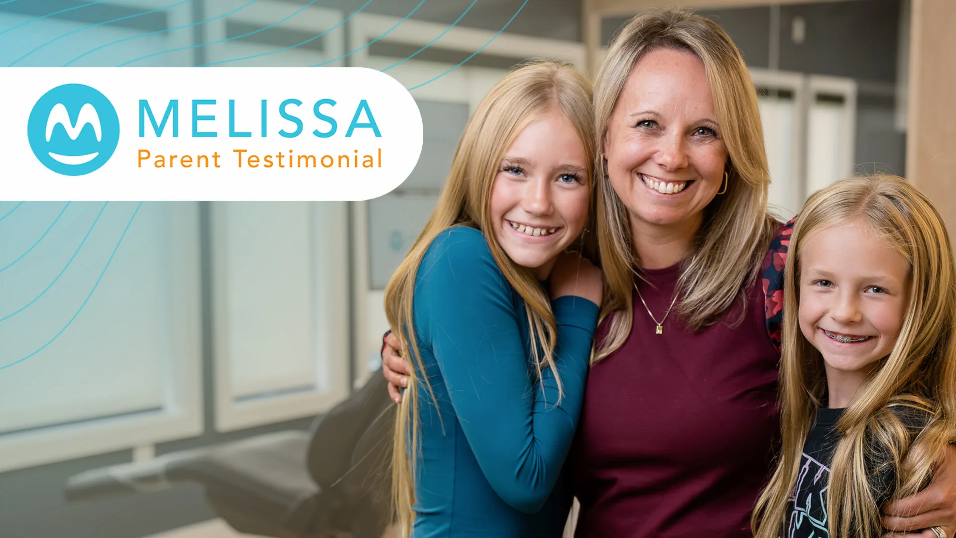 Melissa and her two daughters smiling at Manzella Orthodontics